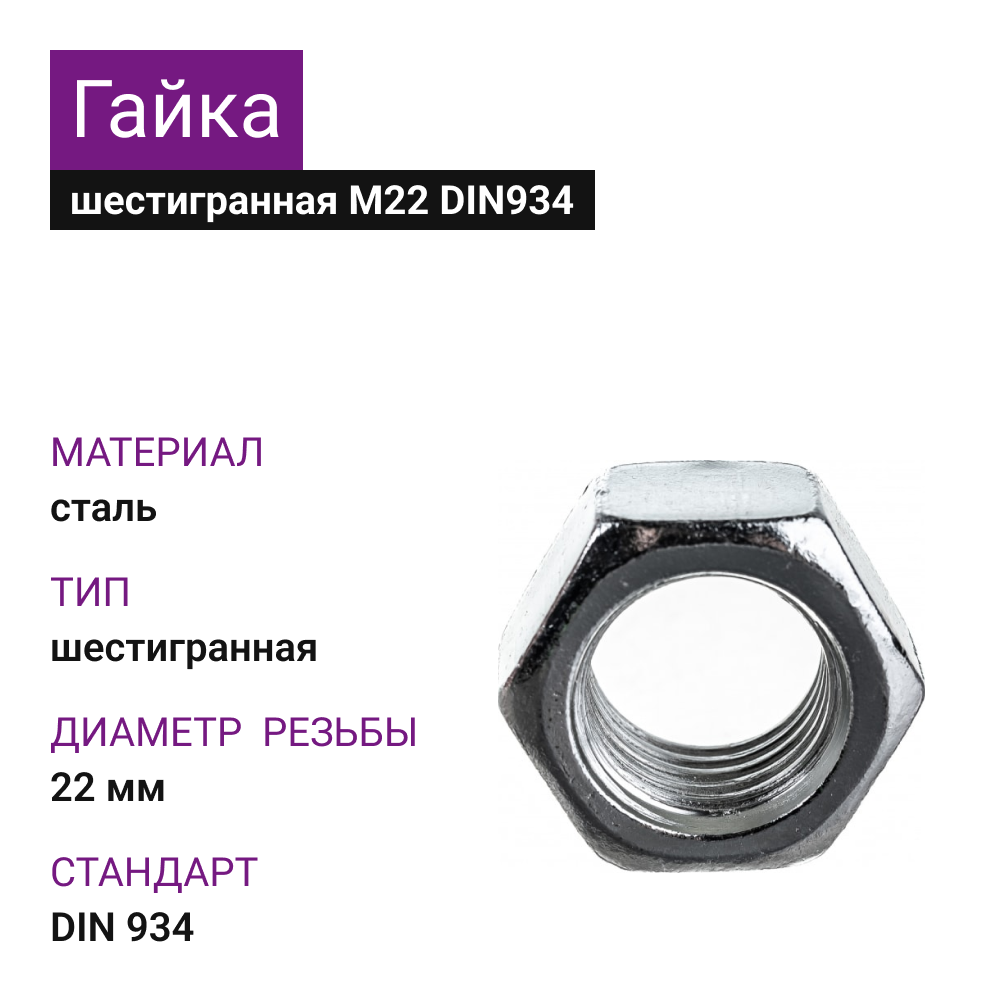 картинка Гайка шестигранная М22 DIN934 от магазина Одежда5